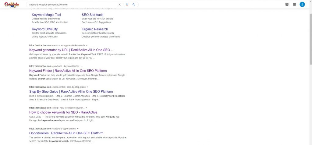 result for a query with the site search operator result for a query with the site search operator