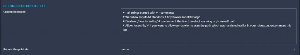 Robot.txt settings in Site Auditor Robot.txt settings in Site Auditor