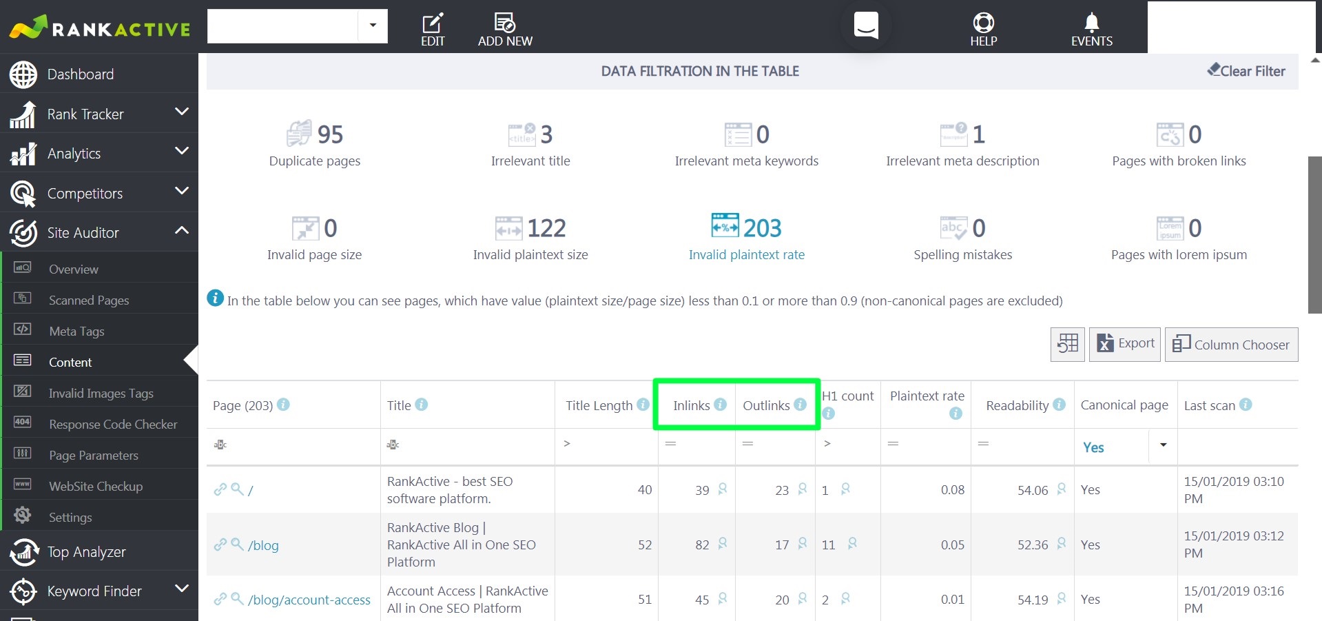 inlinks and outlinks site auditor inlinks and outlinks site auditor