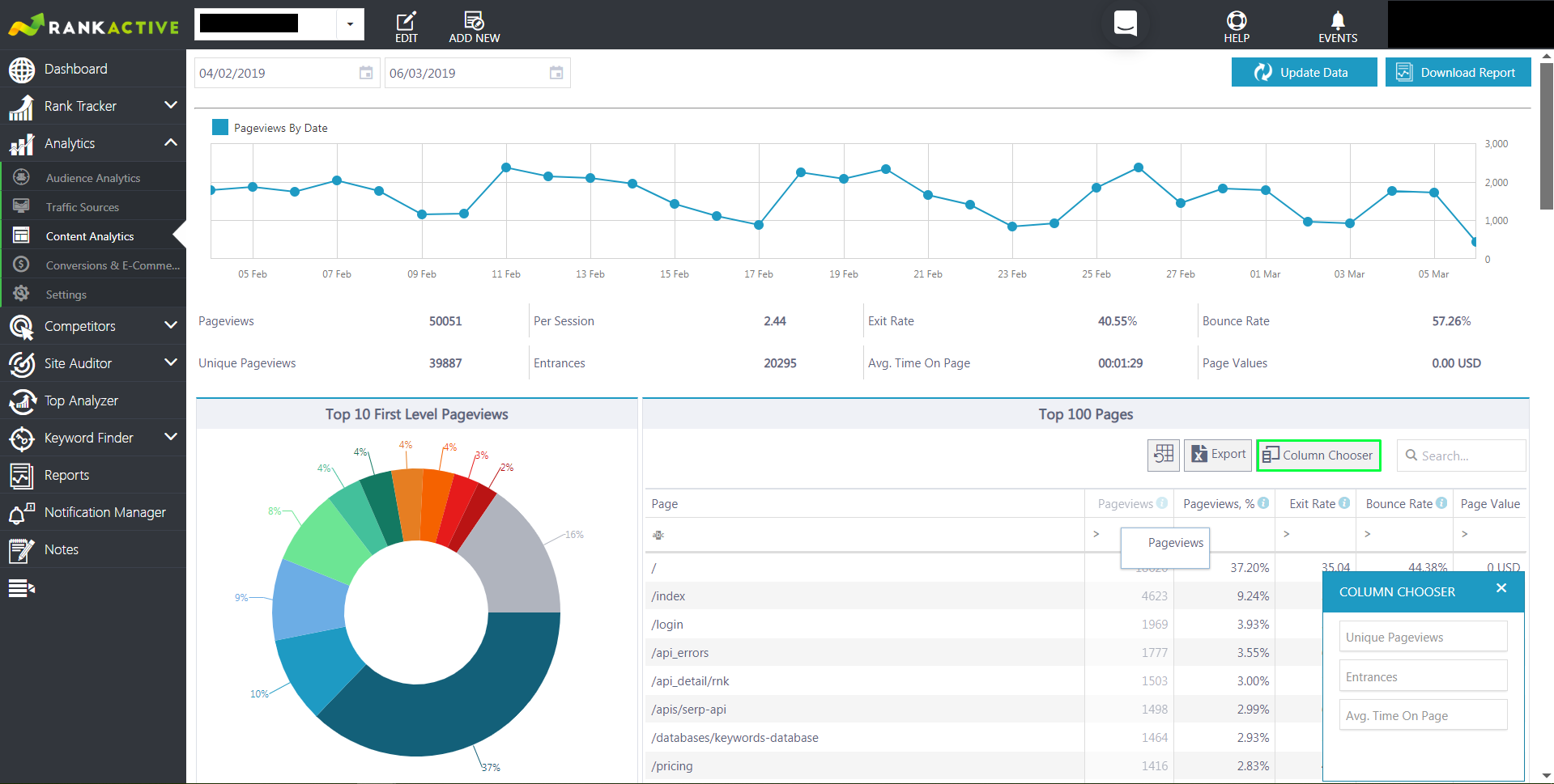 content analytics column chooser content analytics column chooser