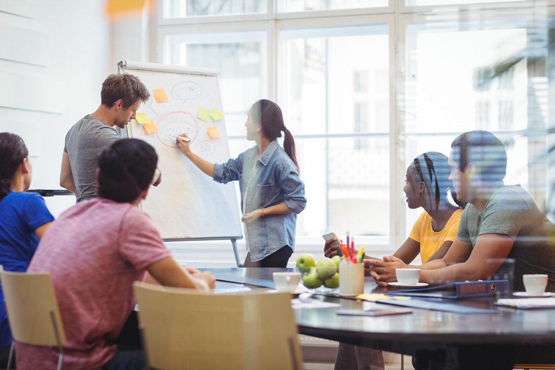 business executives discussion whiteboard business executives discussion whiteboard