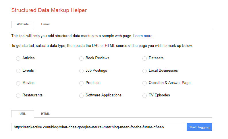 starting the work structured data markup helper starting the work structured data markup helper