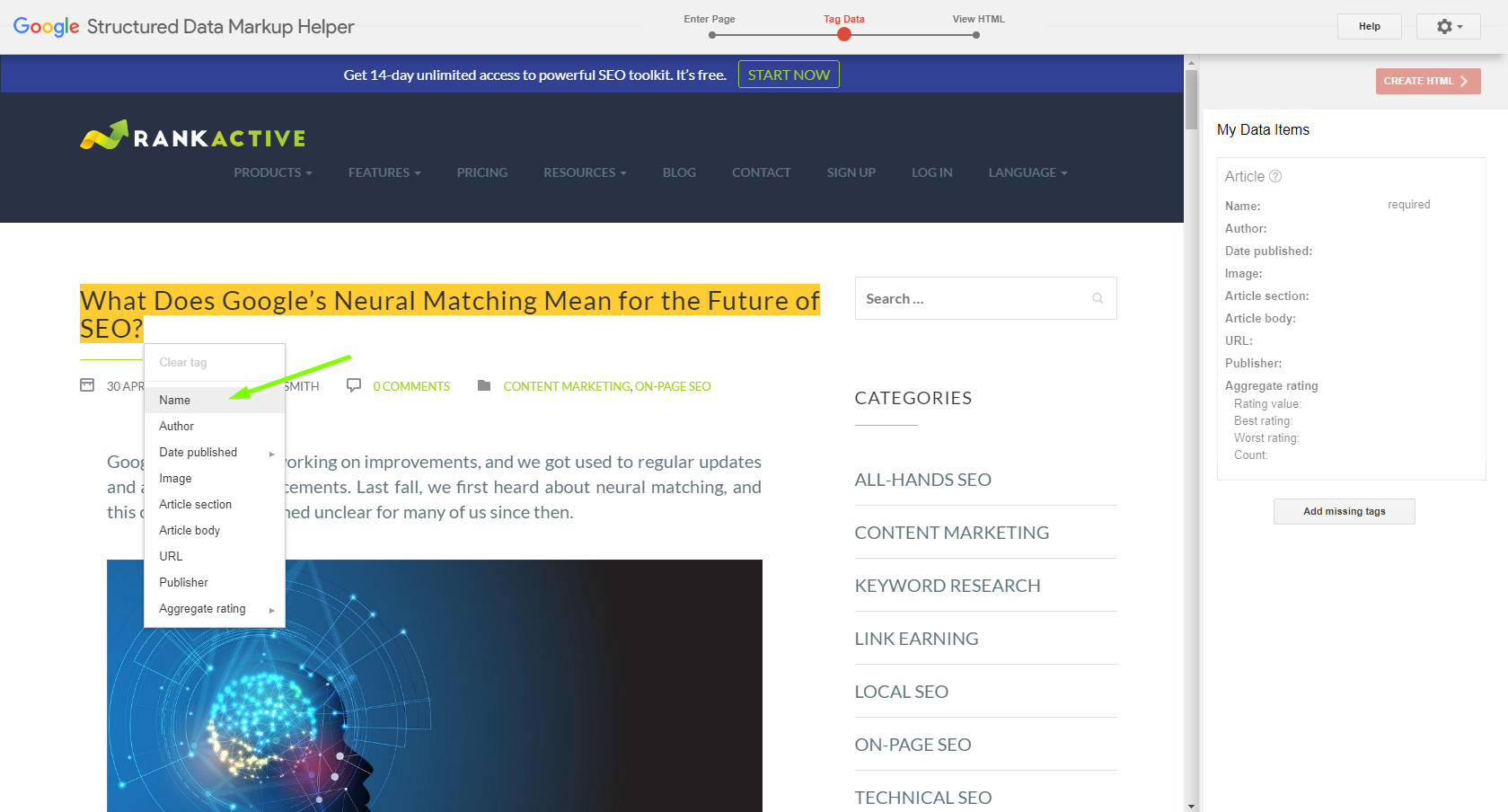 tag data structured data markup helper tag data structured data markup helper