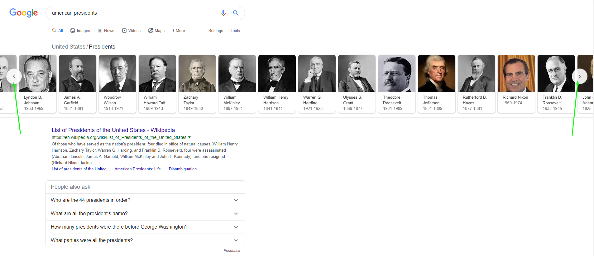 American presidents Google carousel American presidents Google carousel