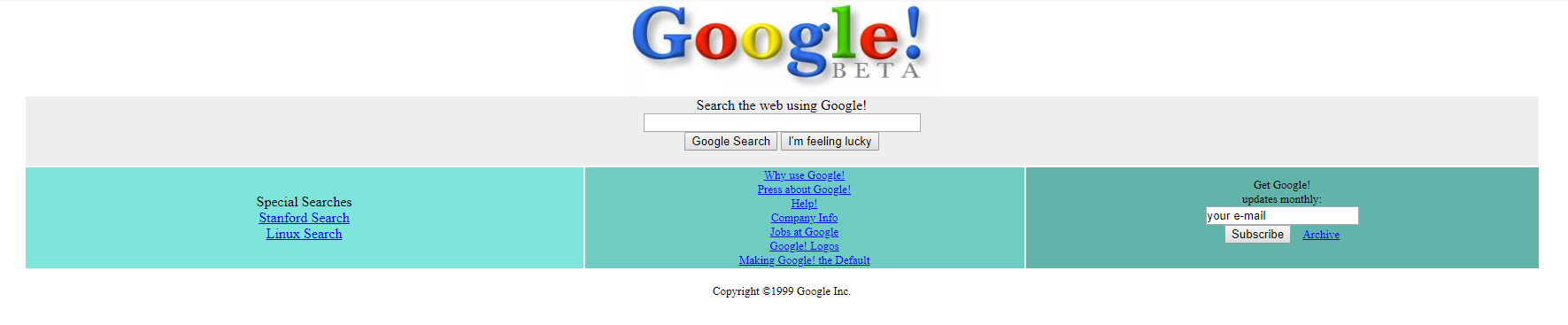 Google homepage 1998 Google homepage 1998