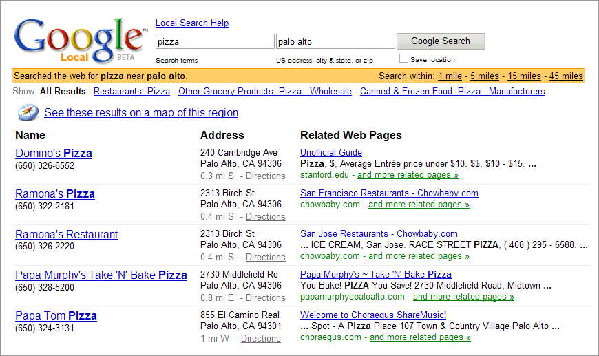 Google local 2004 Google local 2004