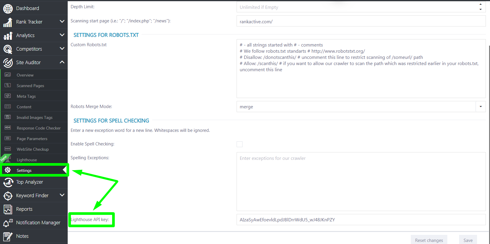 Lighthouse API key RankActive Lighthouse API key RankActive