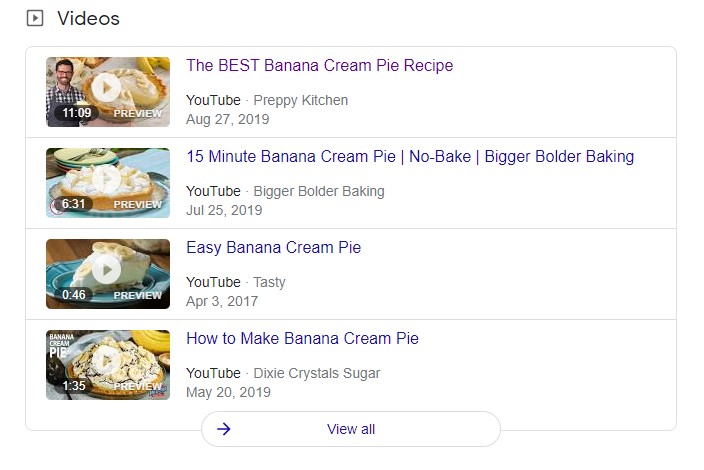 video results in SERP video results in SERP