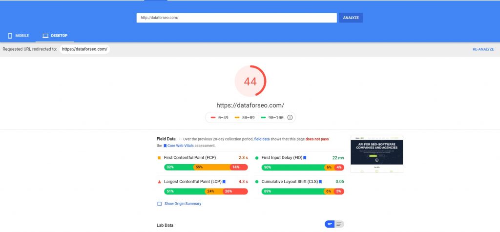 PageSpeed insights PageSpeed insights
