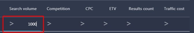 search volume filter search volume filter