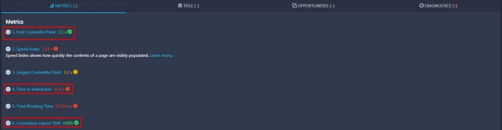 Lighthouse Core Web Vitals Metrics Lighthouse Core Web Vitals Metrics