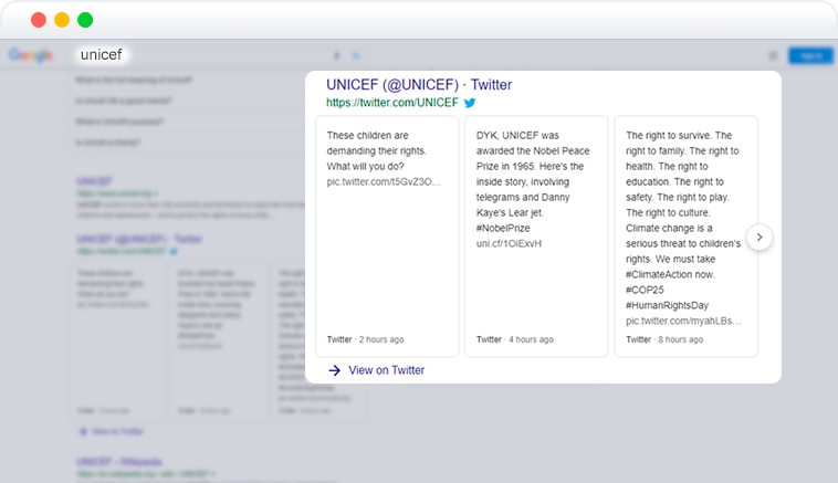 twitter element in SERP twitter element in SERP