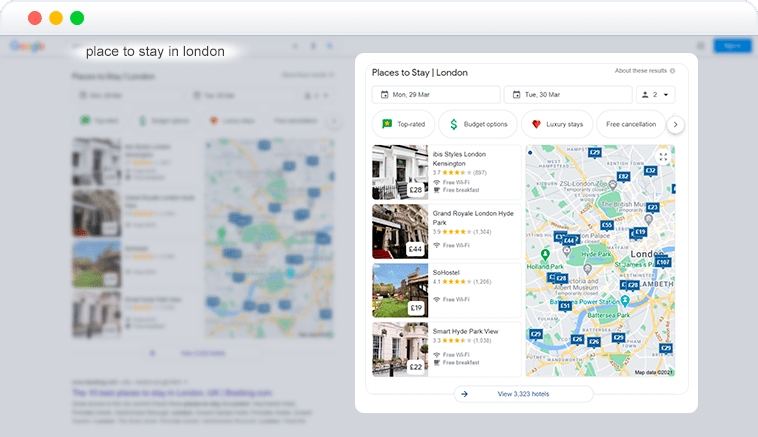 hotels pack element in SERP hotels pack element in SERP