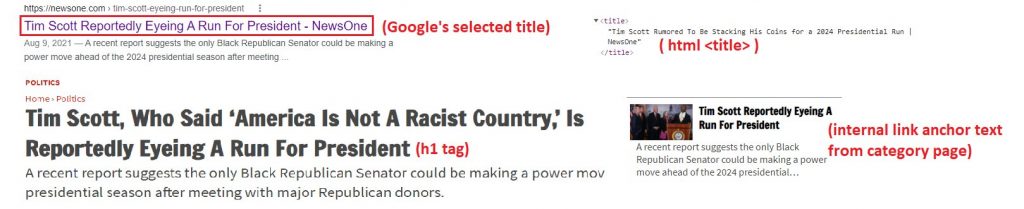 Google replaced the title with anchor text from an internal link Google replaced the title with anchor text from an internal link